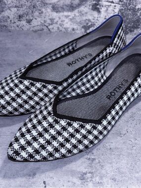 ROTHY'S  Pointy Toe  Houndstooth Print Flats Women's Size 7.5